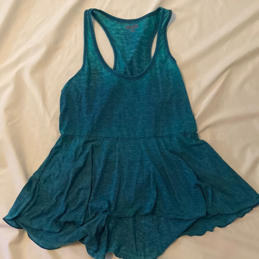 Blue razor back tank top
